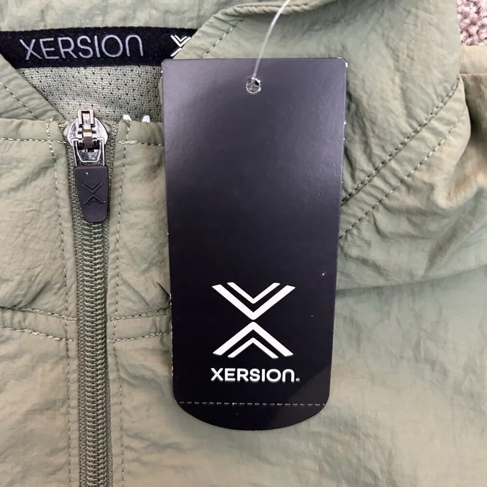 Xersion Men's Bomber Jacket Size M Green Full Zip Track Pockets Woven NWT $55